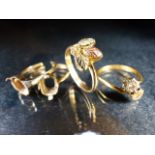 9ct Hallmarked scrap Gold rings, total weight approx 8.6g one stamped 10ct