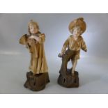 Austrian Turn Wein porcelain figures, of a boy and a girl, E W Turn Wein marks to the base, approx