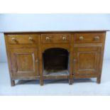 Antique pine dresser base with brass handles A/F