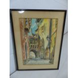 Antonio De Velez 1905 - 1969: Watercolour signed Lower right of a European street scene.