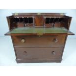 Mahogany Victorian secretaire with two drawers