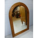 Oak framed carved mirror approx 90cm tall