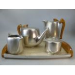 A Picquot Ware four piece teaset, and tray