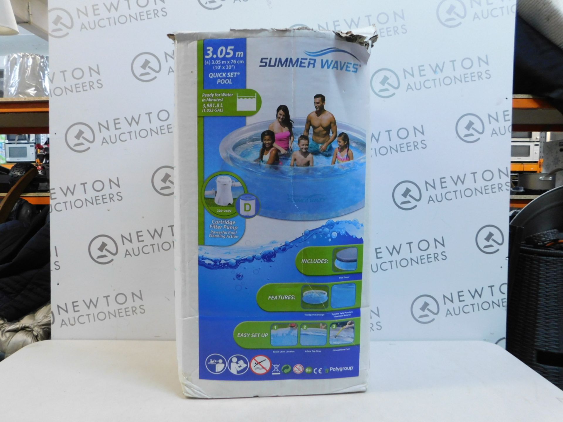 1 BOXED POLYGROUP SUMMER WAVES 3.05Mx76CM SWIMMING POOL SET RRP £64.99