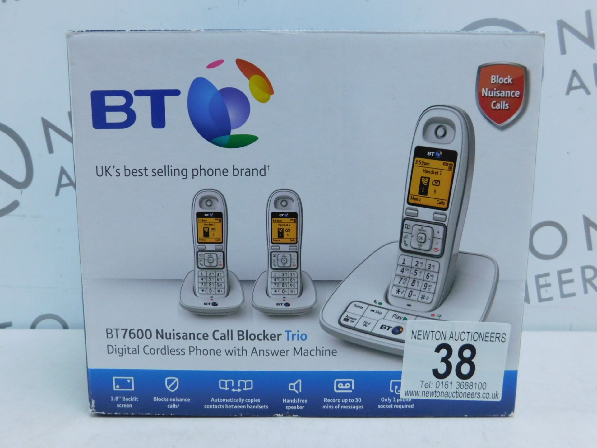 1 BOXED BT7600 NUISANCE CALL BLOCKER TRIO DIGITAL CORDLESS ANSWERPHONE SYSTEM RRP £179.99