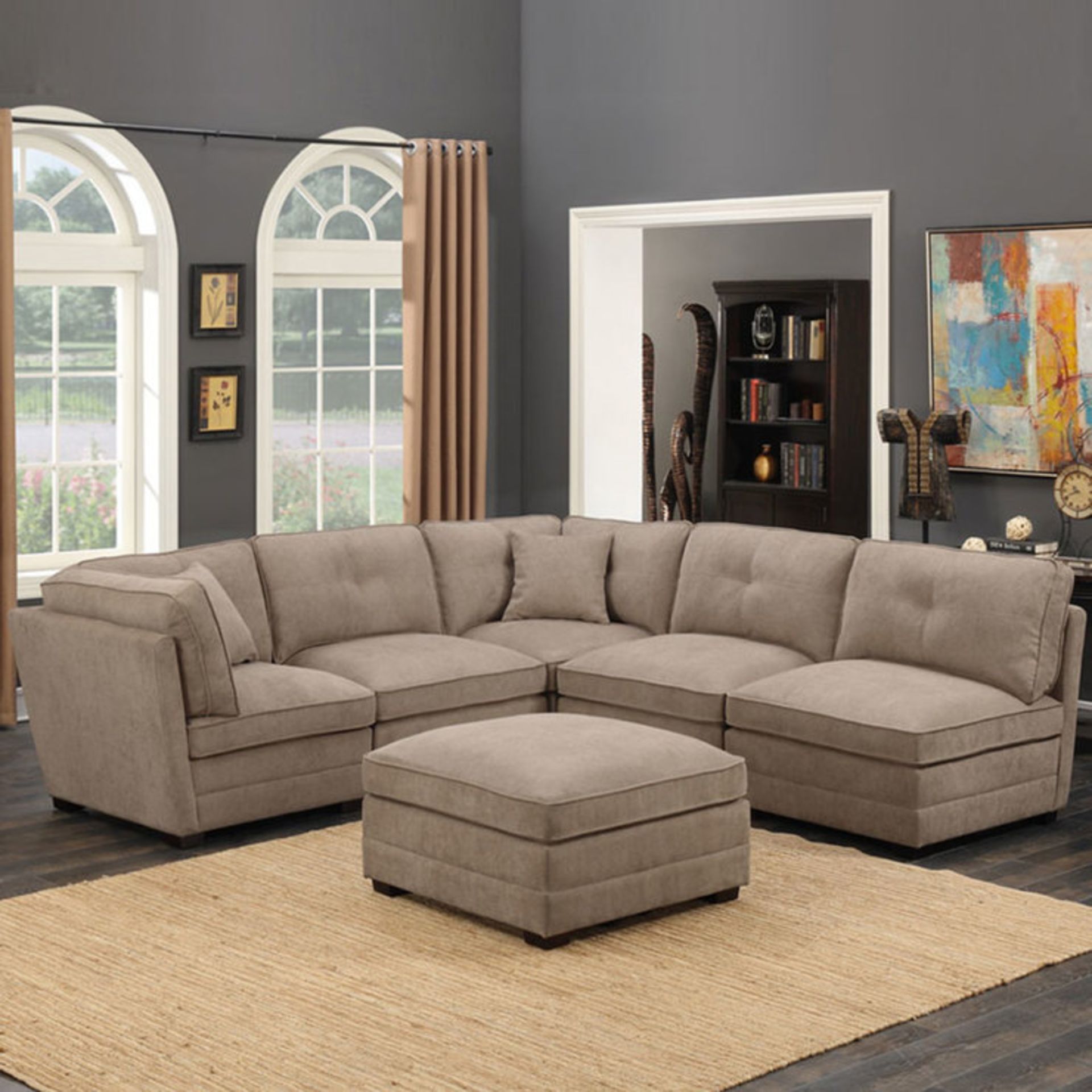 1 BARRINGTON BEIGE SECTIONAL 6 SEATER CORNER SUITE RRP £1199