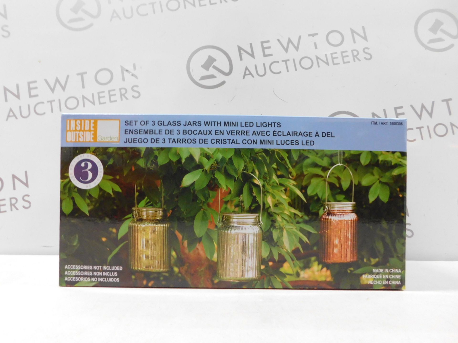 1 BOXED SET OF 3 COLORED GLASS GARDEN JARS WITH FAIRY LIGHTS RRP £39.99