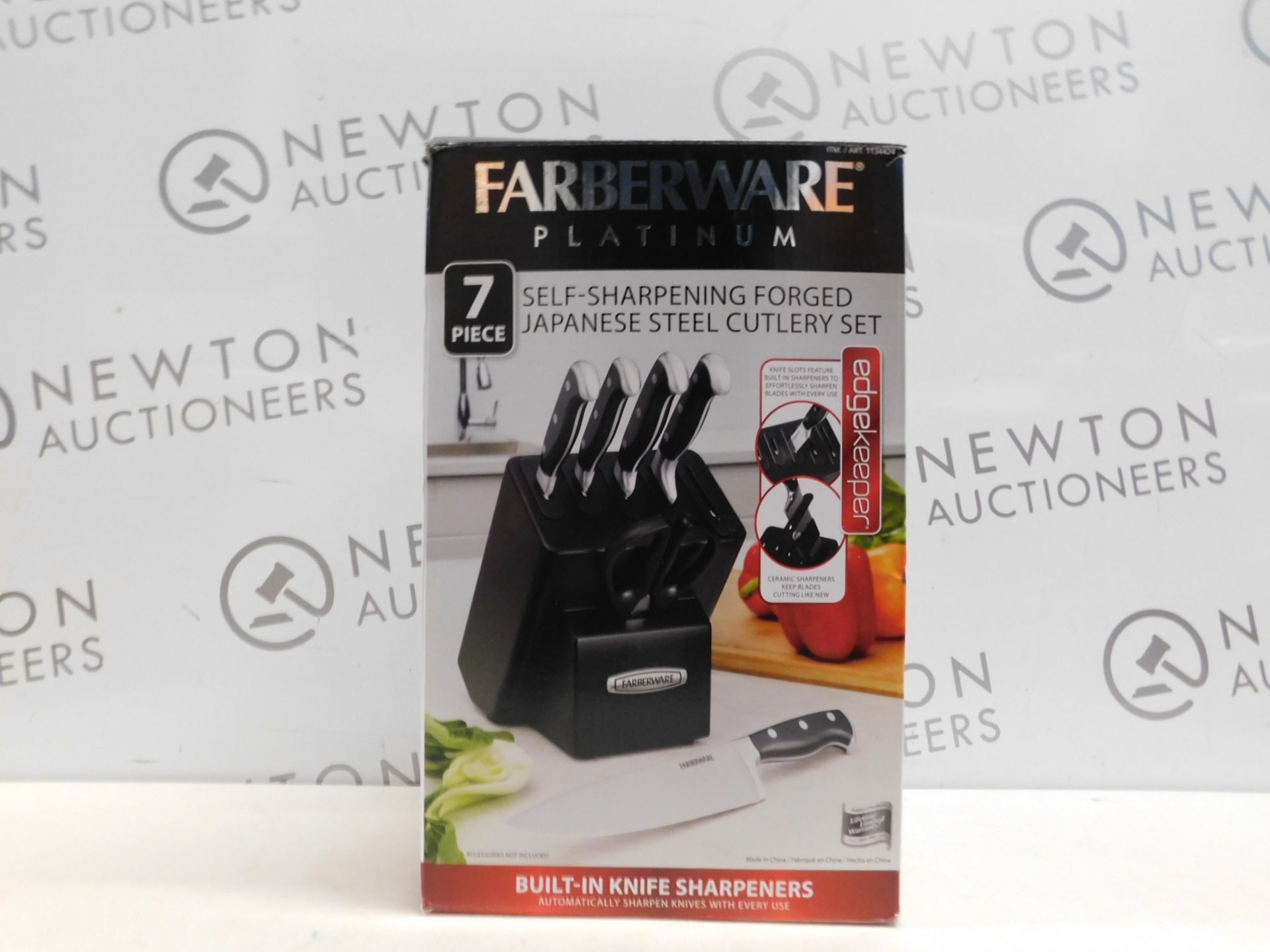 1 BOXED FABERWARE PLATINUM 7PC SELF SHARPENING JAPANESE STEEL KNIFE BLOCK SET RRP £79.99