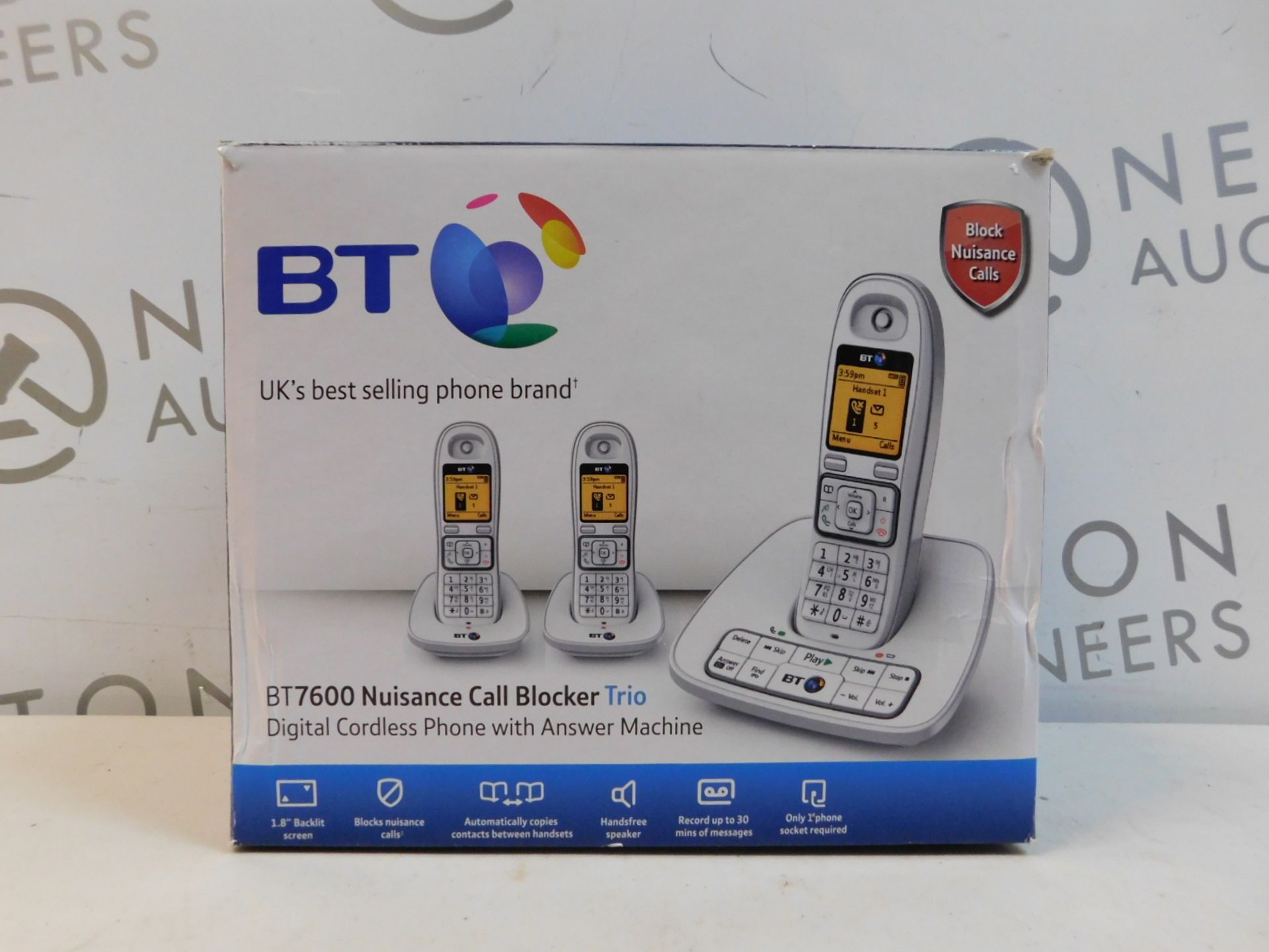 1 BOXED BT7600 NUISANCE CALL BLOCKER TRIO DIGITAL CORDLESS ANSWERPHONE SYSTEM RRP £179.99