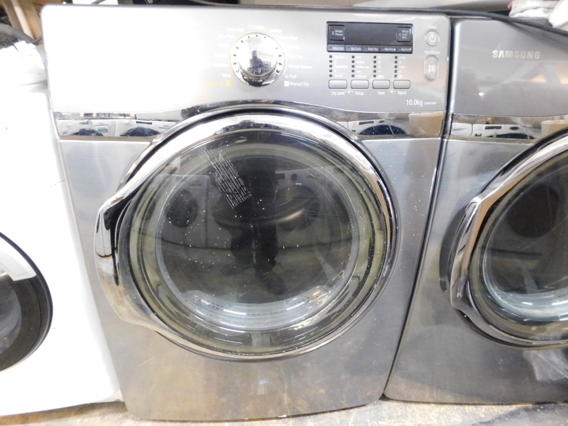 1 SAMSUNG DV431AEP STAINLESS STEEL 10KG COMMERCIAL STEAM DRYER RRP £1599 (POWERS ON/WORKING)
