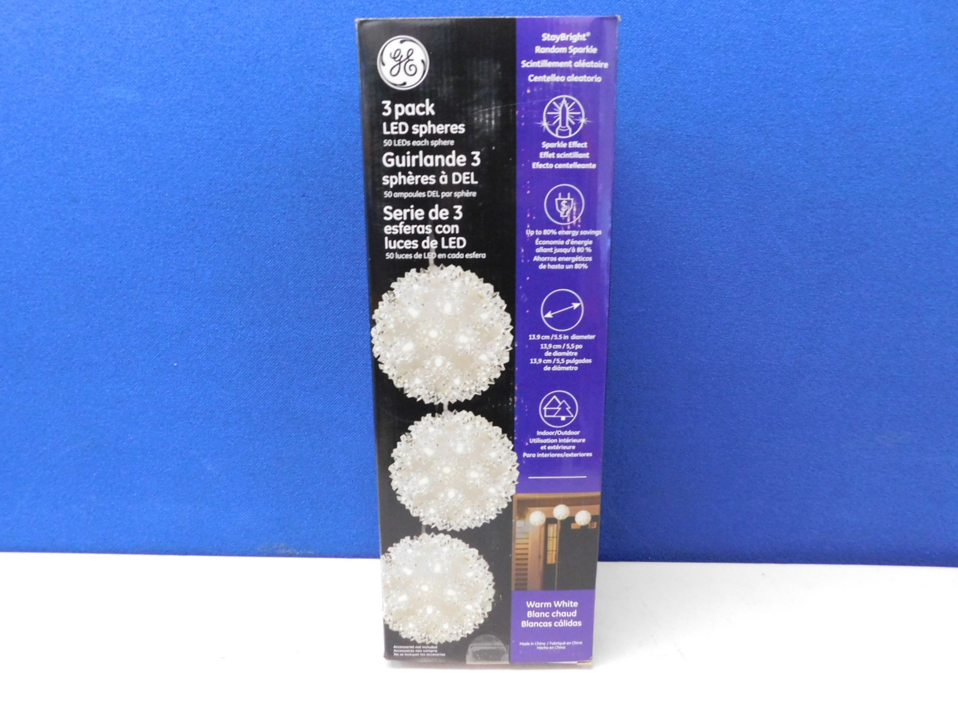 1 BOXED 3 PACK STAYBRIGHT SUPER BRIGHT LED SPHERES RRP £34.99