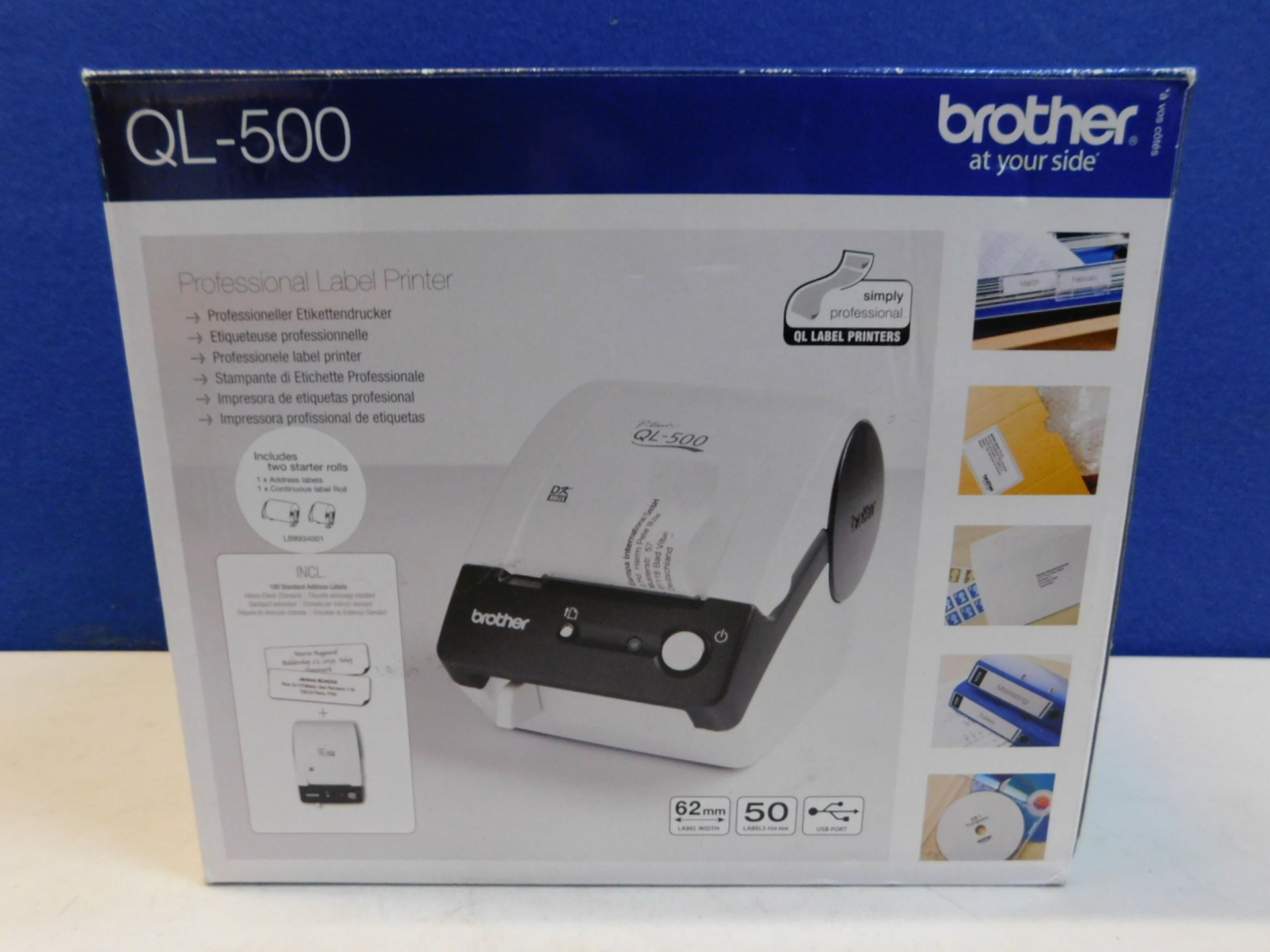 1 BOXED BROTHER QL-500 THERMAL LABEL PRINTER RRP £59.9