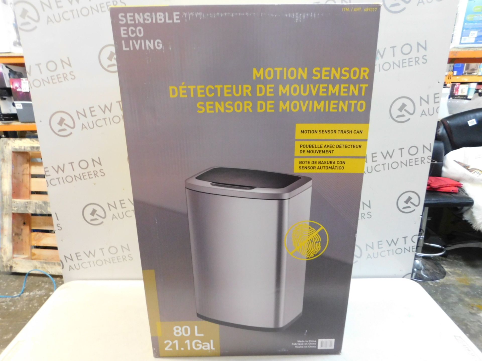 1 BOXED SENSIBLE ECO LIVING MOTION SENSOR 80L TRASH CAN RRP £149.99