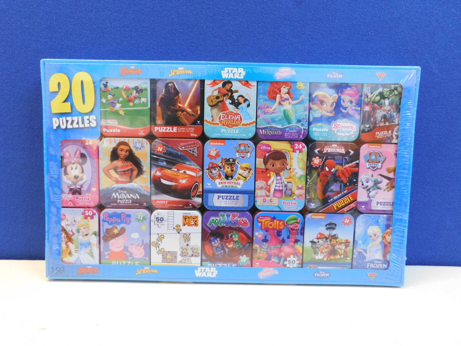 1 BRAND NEW SEALED LICENSED JIGSAW PUZZLES IN MINI TINS 20 PACK GIFT SET RRP £29.99