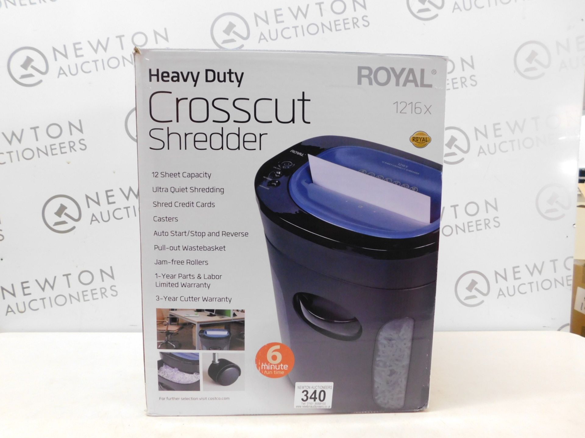 1 BOXED ROYAL 1216X 24L 12-SHEET CROSS CUT SHREDDER RRP £89.99