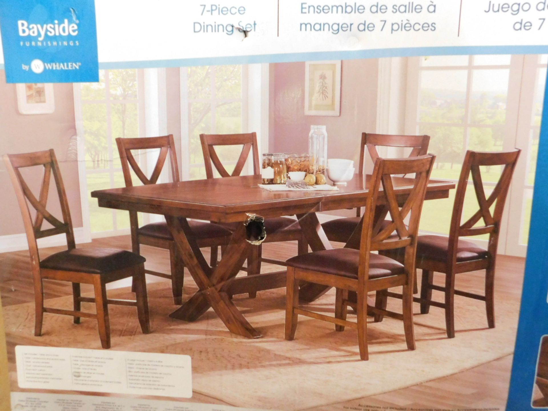 1 BOXED BAYSIDE FURNISHINGS 3 PIECE EXTENDABLE DINING SET RRP £799