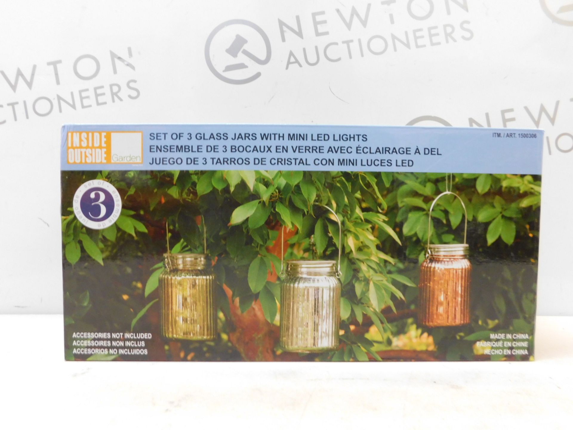 1 BOXED SET OF 3 COLORED GLASS GARDEN JARS WITH FAIRY LIGHTS RRP £39.99