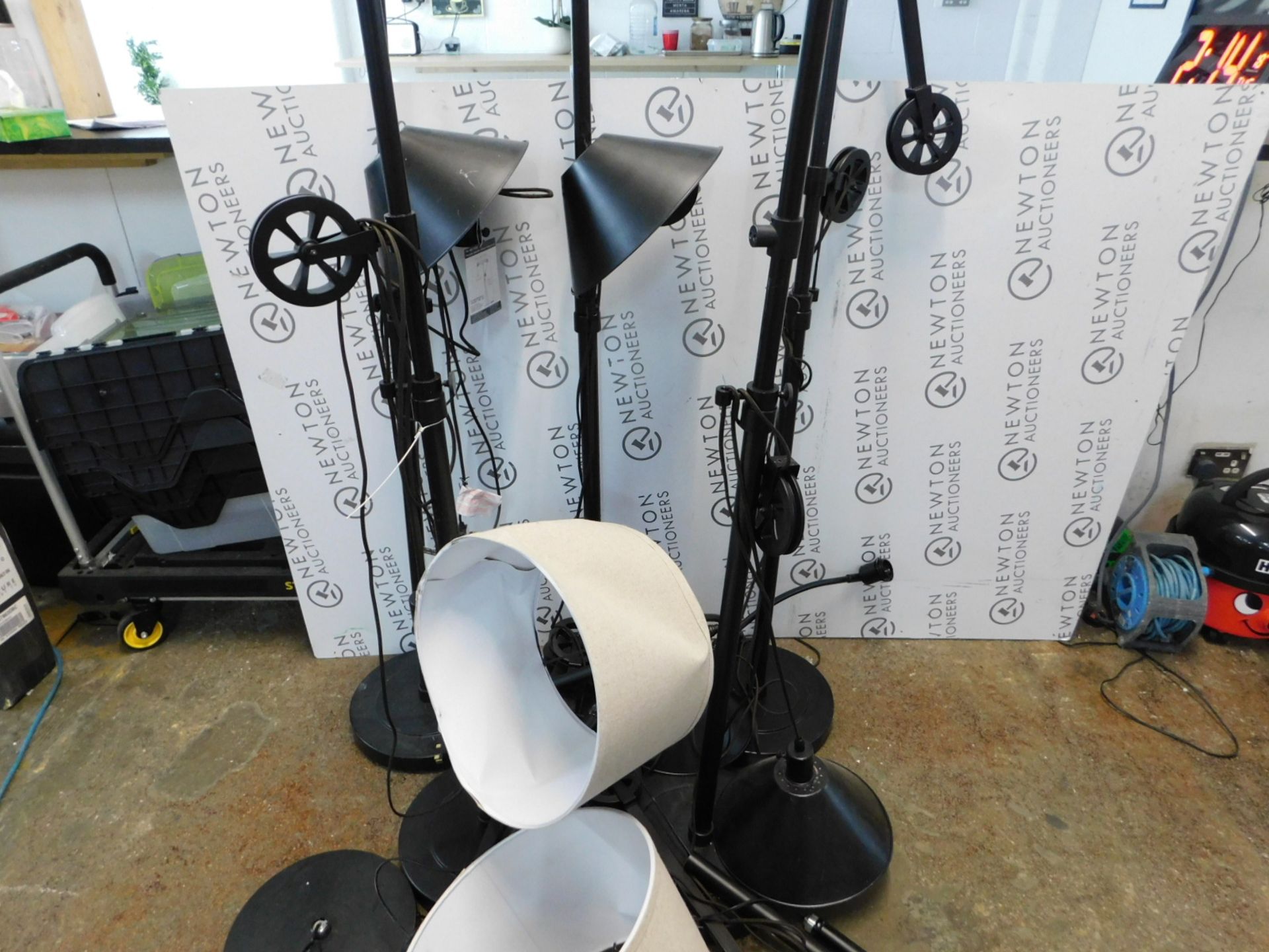 6 BRIDGEPORT DESIGNS ADJUSTABLE PULLEY FLOOR LAMPS RRP £229