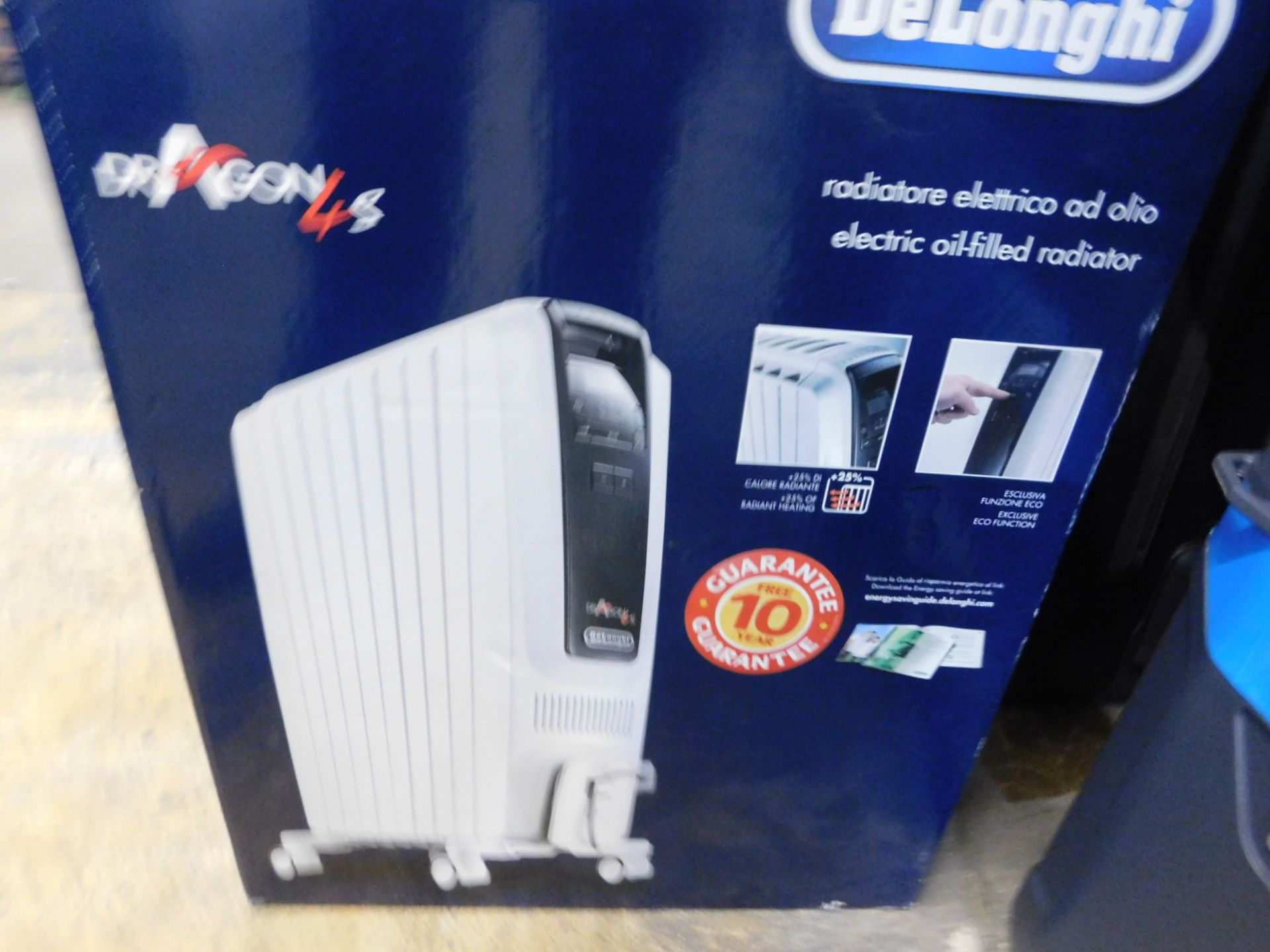 1 BOXED DELONGHI DRAGON 4s ELECTRIC OIL FILLED RADIATOR RRP £149.99