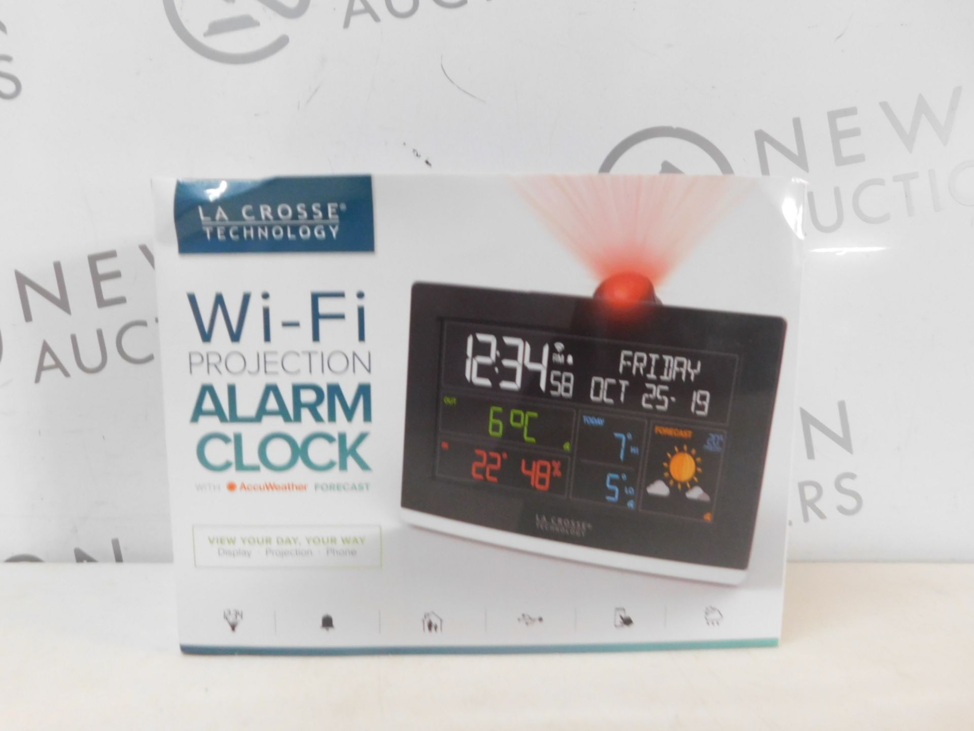 1 BOXED LA CROSSE TECHNOLOGY WI-FI PROJECTION ALARM CLOCK RRP £49.99