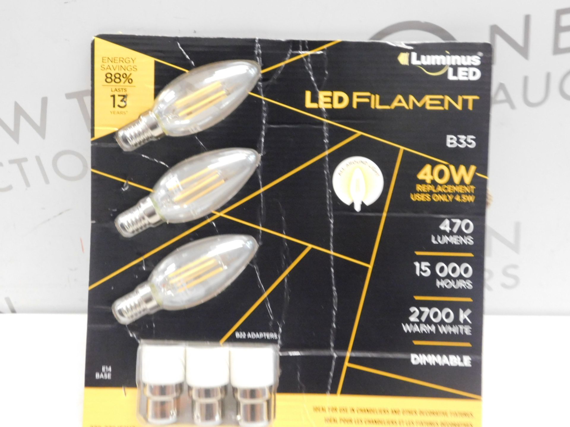 1 PACK OF 3 LED FILAMENT B35 BULBS WITH B22 ADAPTERS RRP £19.99