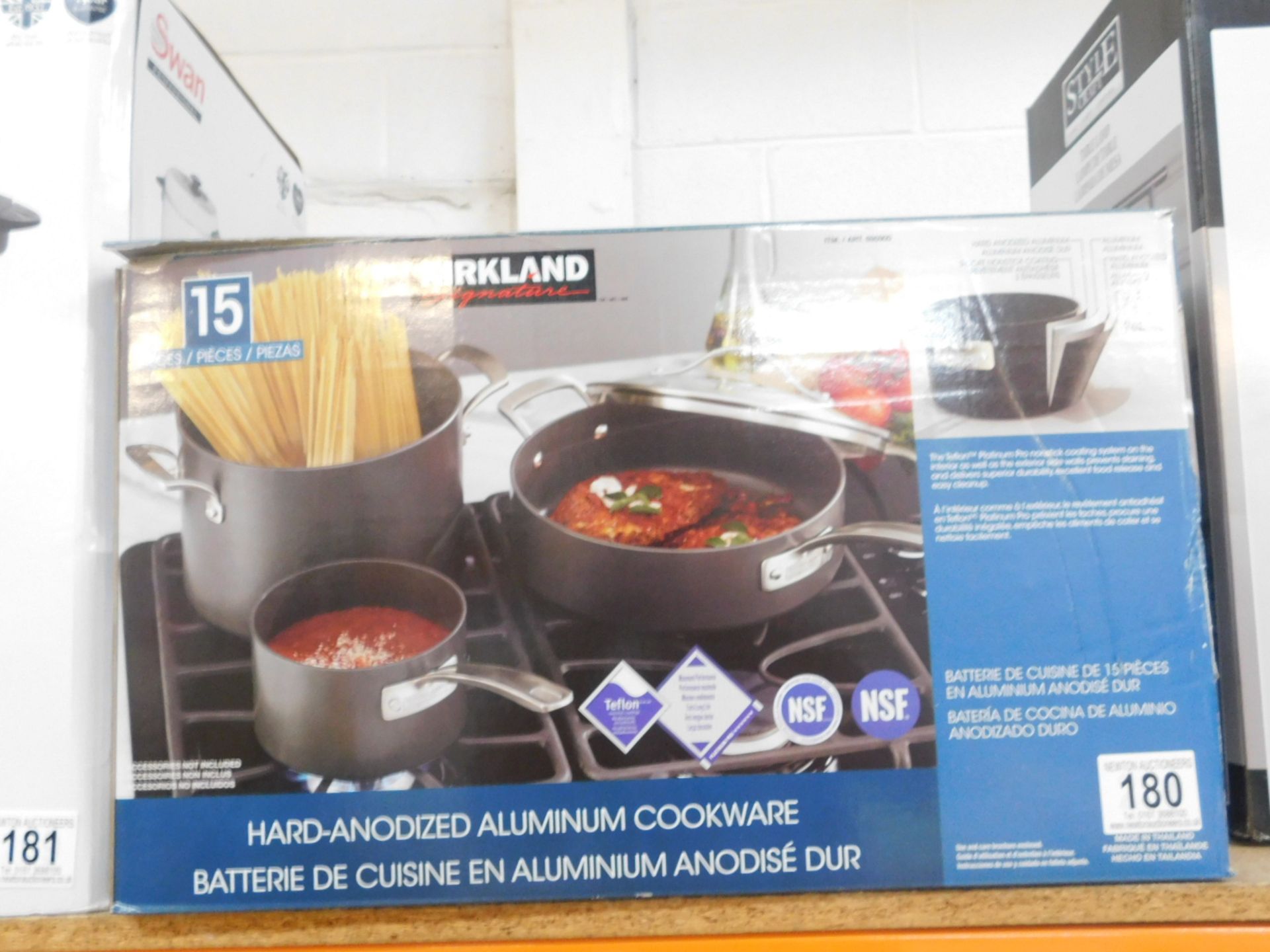 1 BOXED KIRKLAND SIGNATURE 15 PIECE (APPROX) HARD ANODIZED ALUMINIUM COOKWARE SET RRP £329