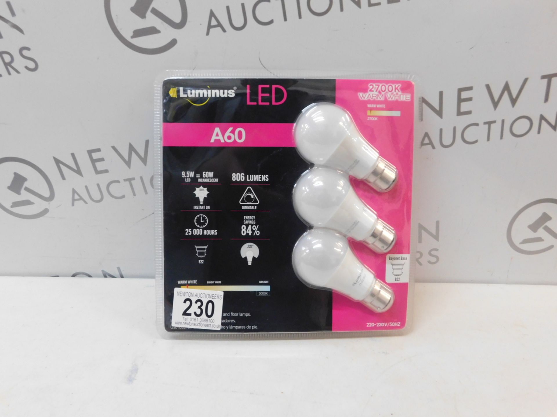 1 PACK OF 3 LUMINUS LED A60 HIGH PERFORMANCE LIGHT BULBS RRP £29.99