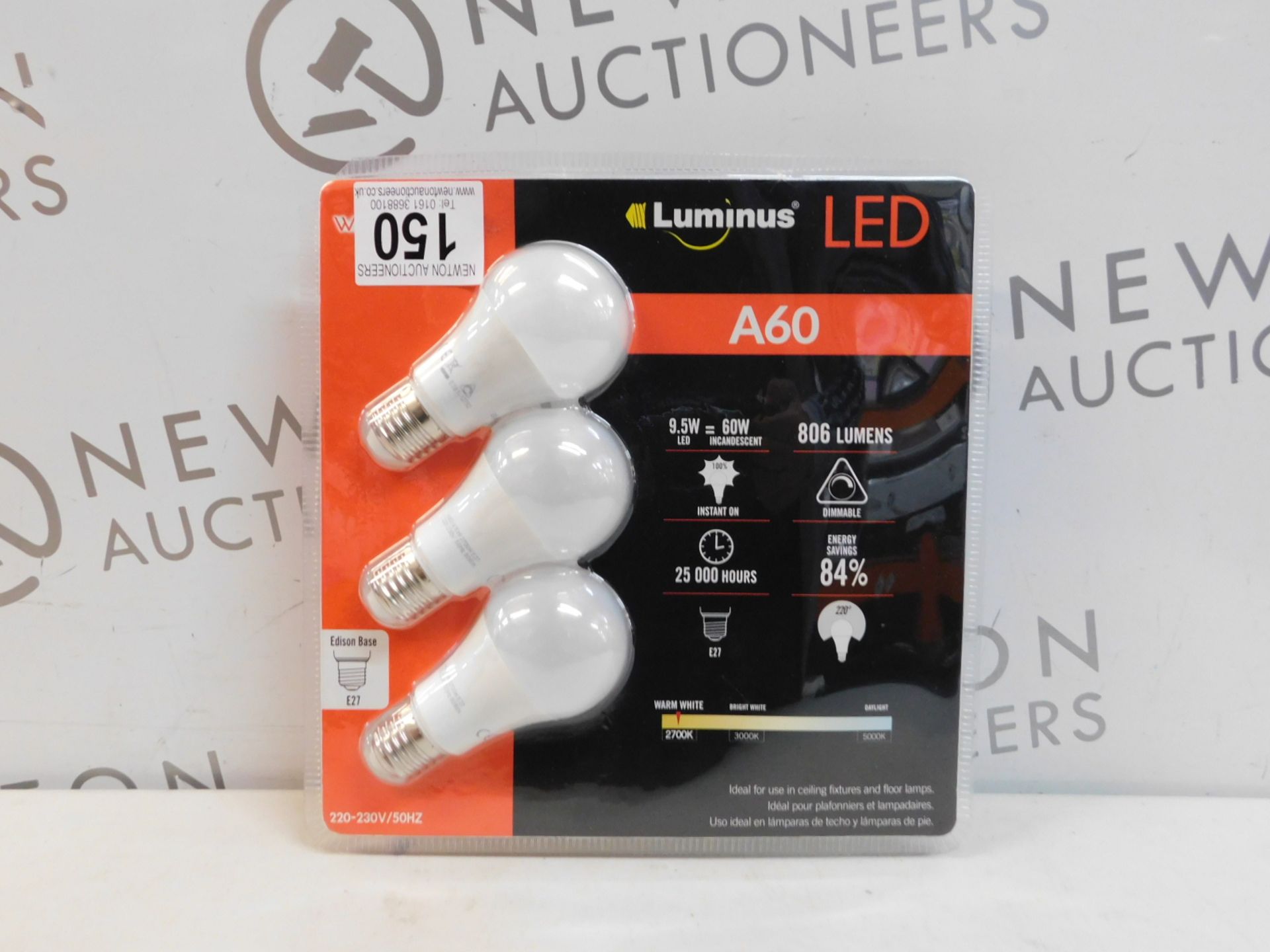1 PACK OF 3 LUMINUS LED A60 HIGH PERFORMANCE LIGHT BULBS RRP £29.99