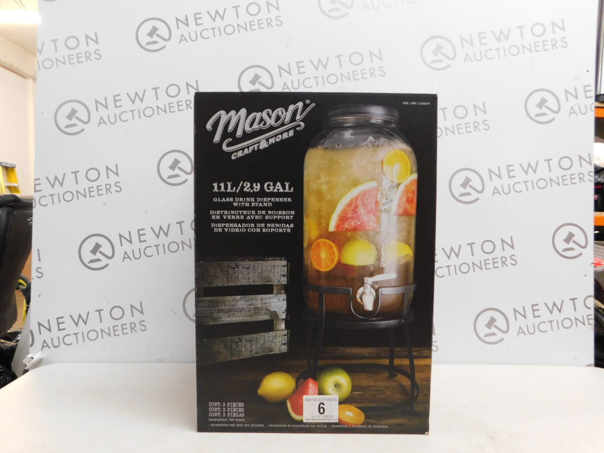 1 BOXED AMERICANA MASON CRAFT & MORE 11L GLASS DRINKS DISPENSER RRP £49.99