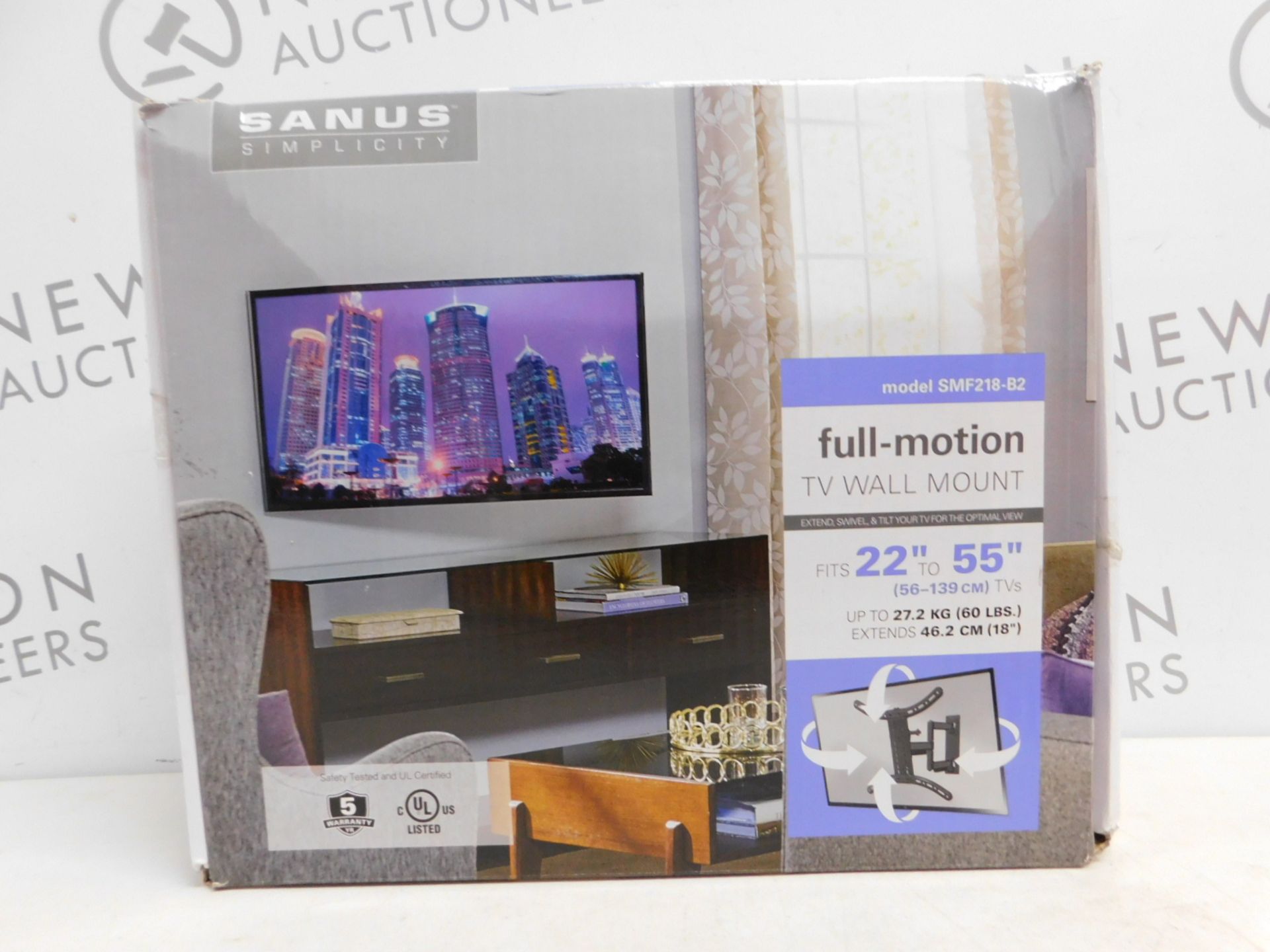 1 BOXED SANUS 22"-55" FULL MOTION ULTRA THIN TV WALL MOUNT RRP £89.99