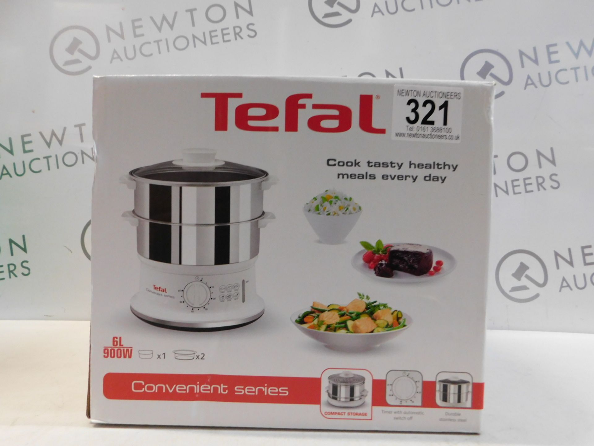 1 BOXED TEFAL VC145140 CONVENIENT STEAMER, 2 DURABLE STAINLESS STEELS BOWLS RRP £49.99