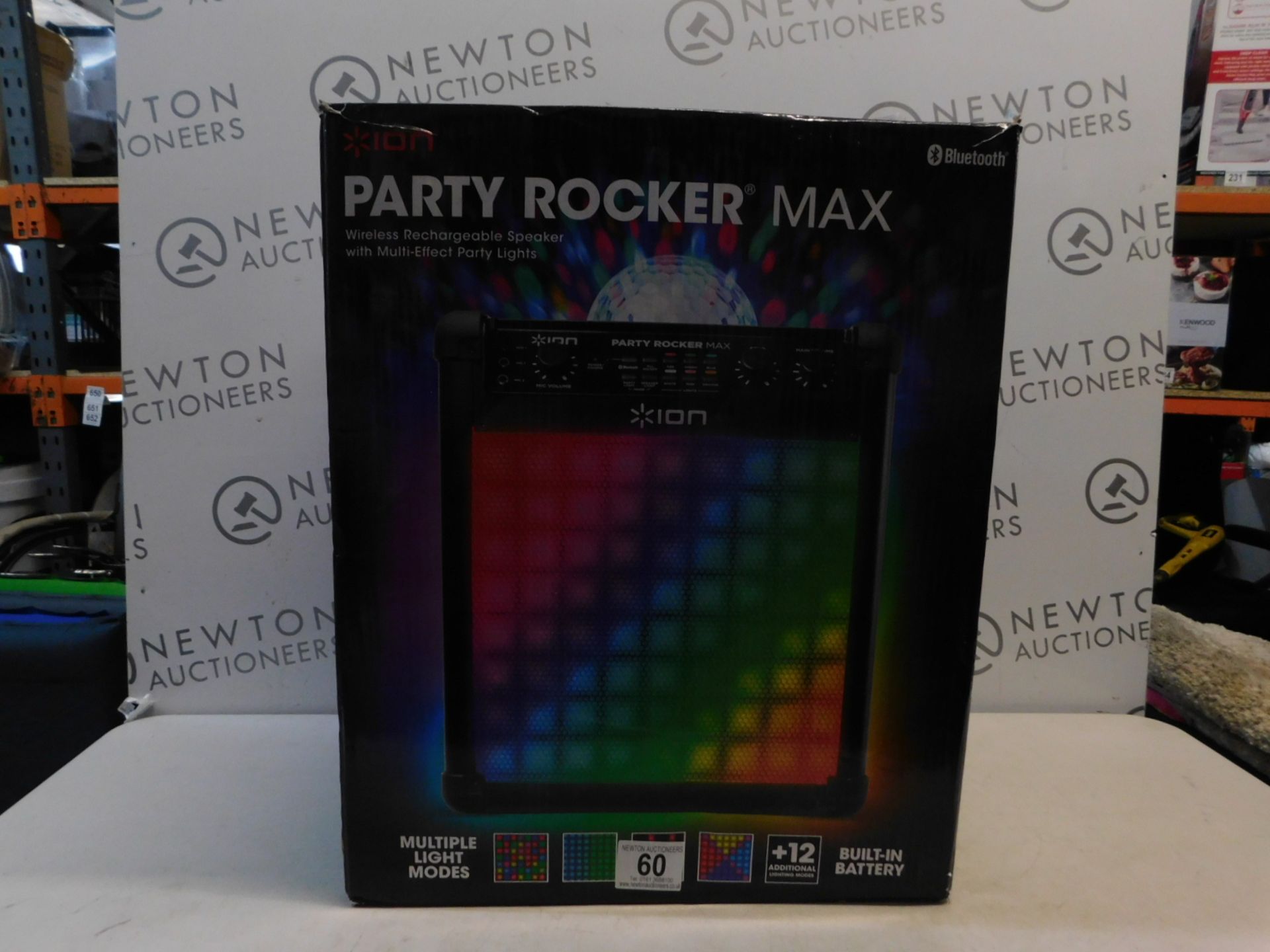 1 BOXED ION BLOCK PARTY ROCKER MAX RECHARGEABLE SPEAKER WITH SPINNING PARTY LIGHTS RRP £229.99