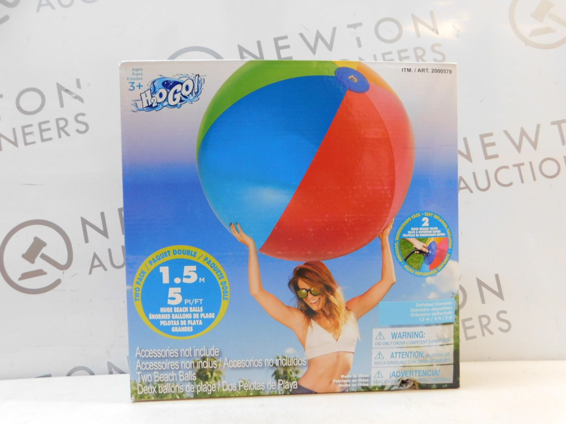 1 BRAND NEW BOXED SET OF 2 BESTWAY 60" H2O GO INFLATABLE BEACH BALLS RRP £19.99