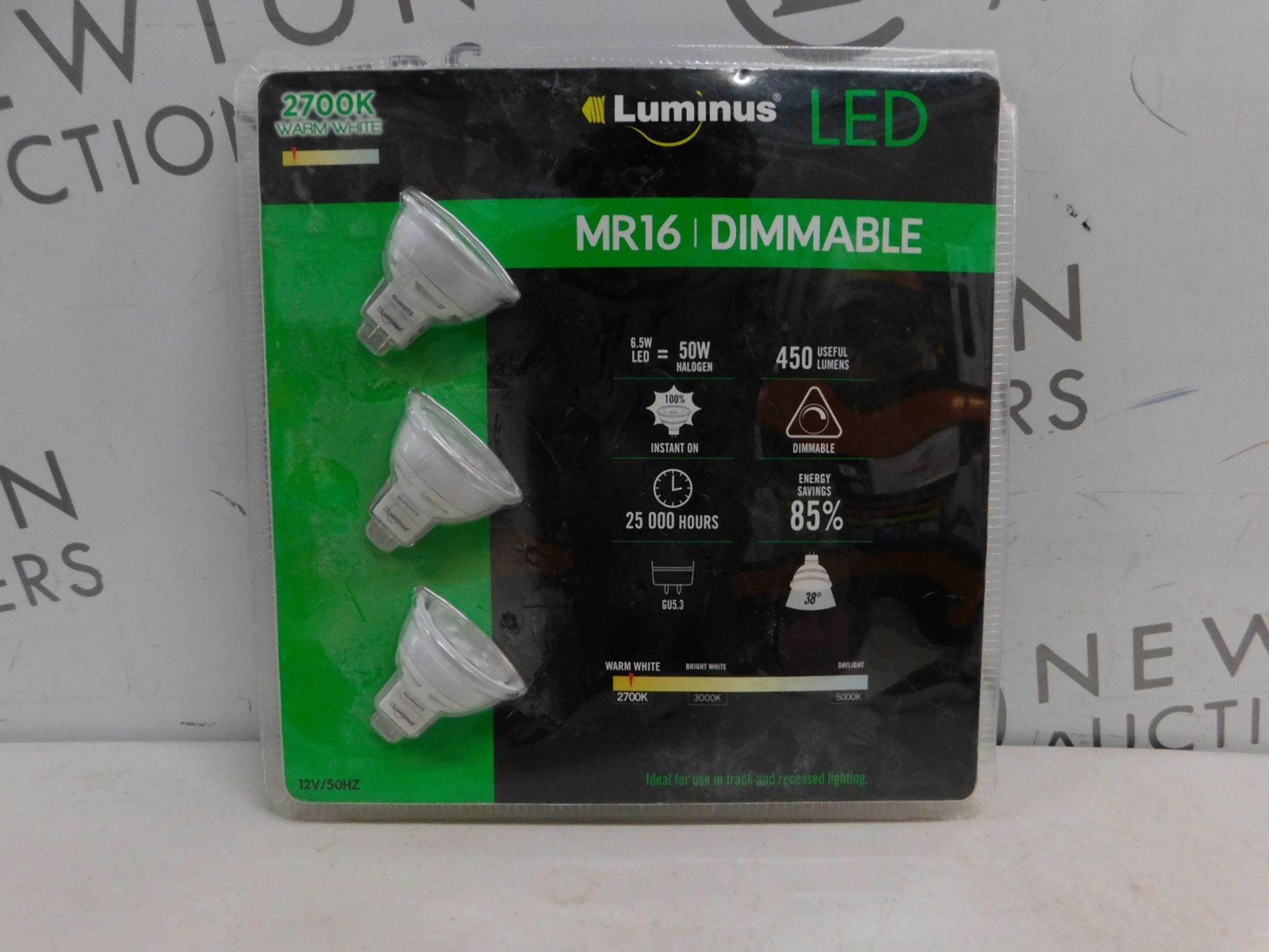 1 PACK OF 3 FEIT ELECTRIC MR16 LED DIMMABLE 50W REPLACEMENT BULBS RRP £19.99