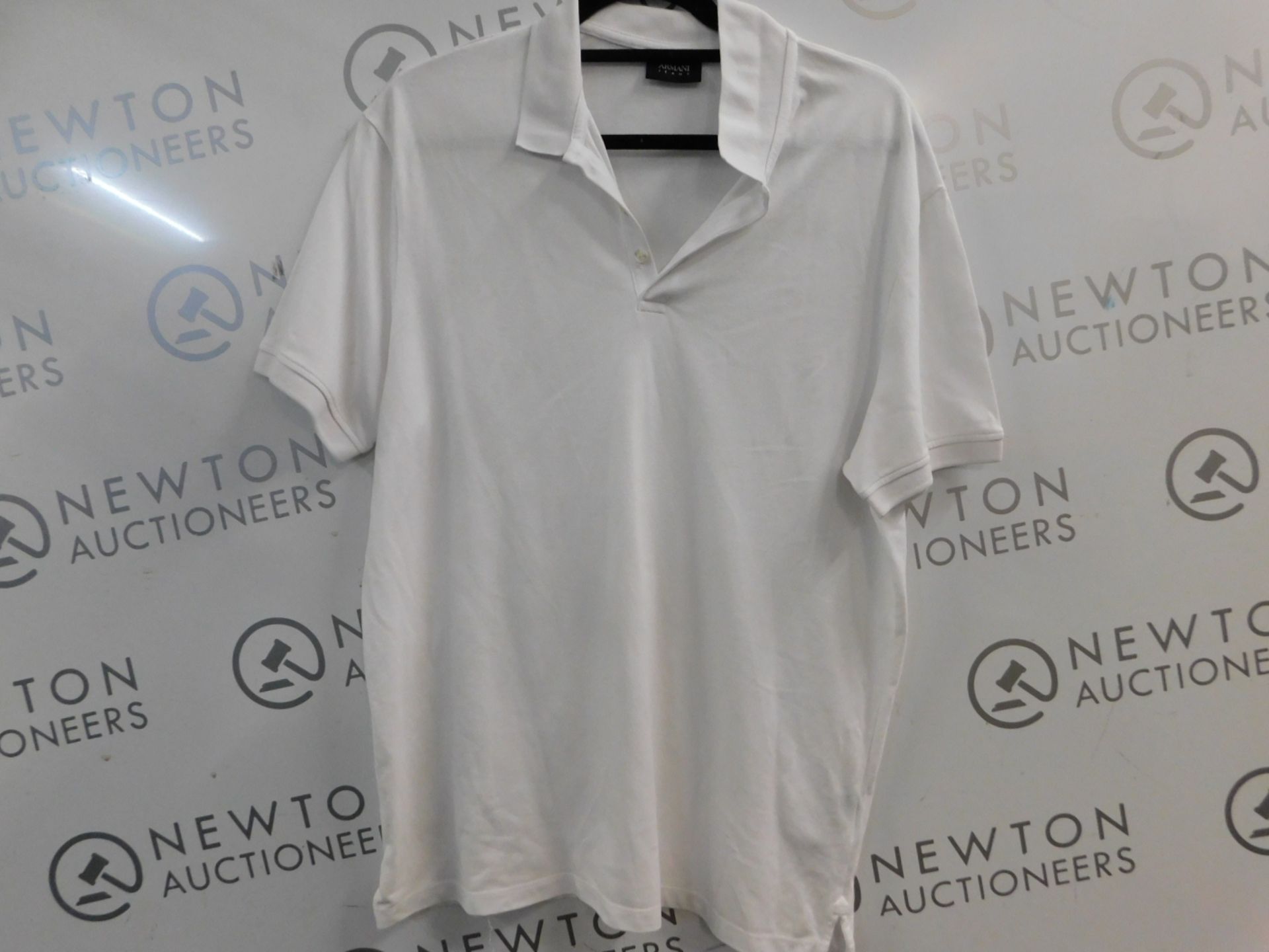 1 ARMANI MENS LOGO WHITE MUSCLE FIT POLO SHIRT SIZE XXL RRP £49.99