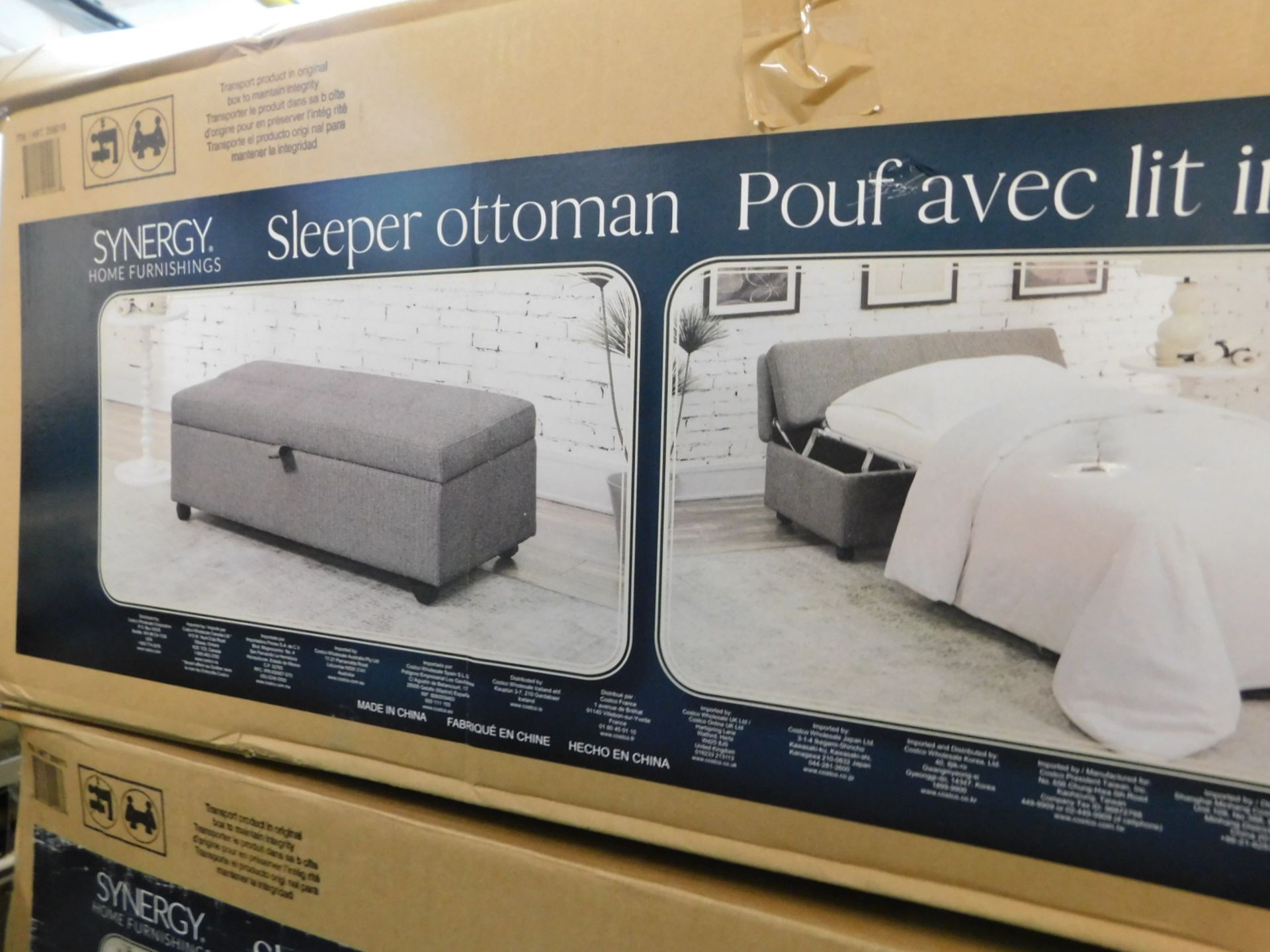 1 SYNERGY HOME FURNISHINGS GREY FABRIC SLEEPER OTTOMAN RRP Â£349.99