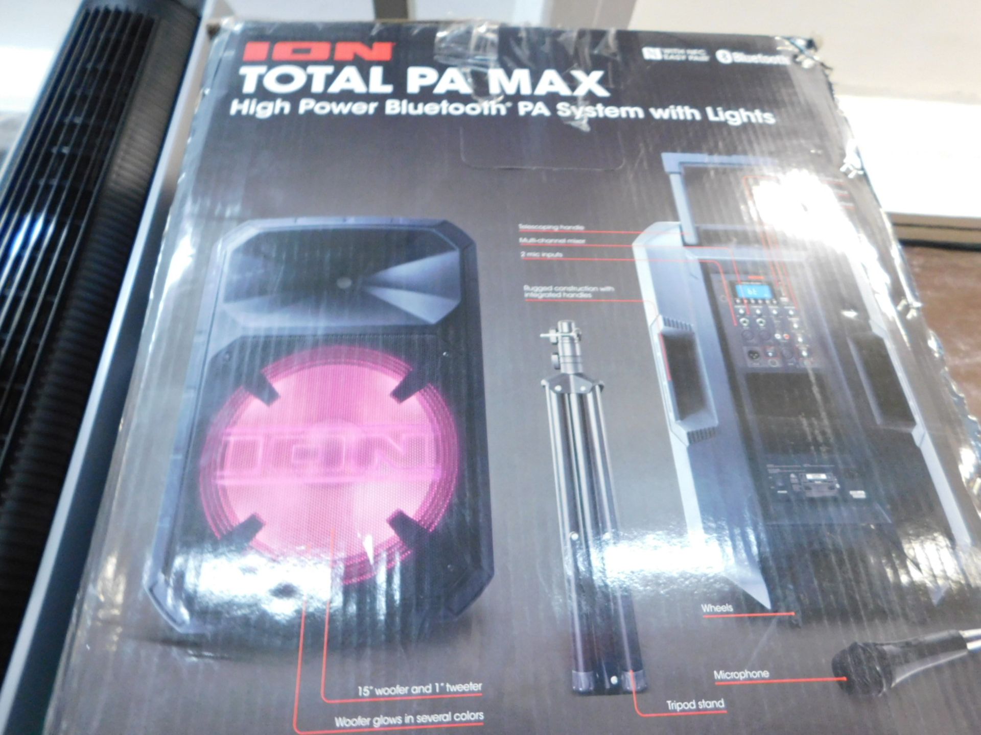 1 BOXED ION TOTAL PA MAX 500W BI-AMPLIFIED ALL-IN-ONE SPEAKER SYSTEM WITH STAND & MICROPHONE RRP Â£