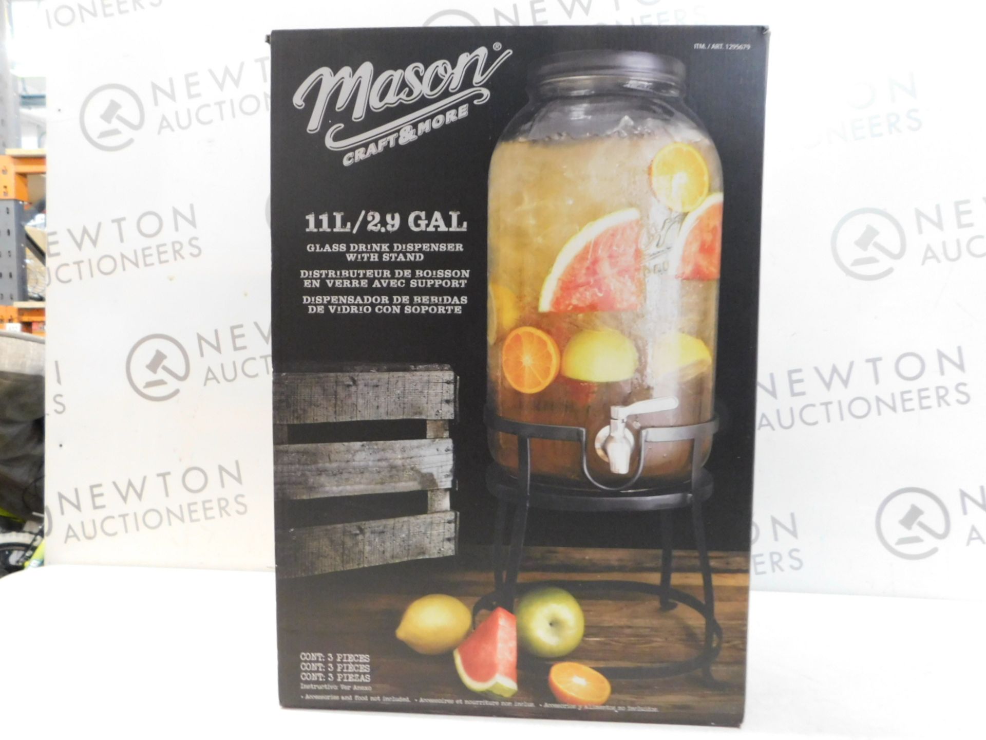 1 BOXED AMERICANA MASON CRAFT & MORE 11L GLASS DRINKS DISPENSER RRP Â£49.99