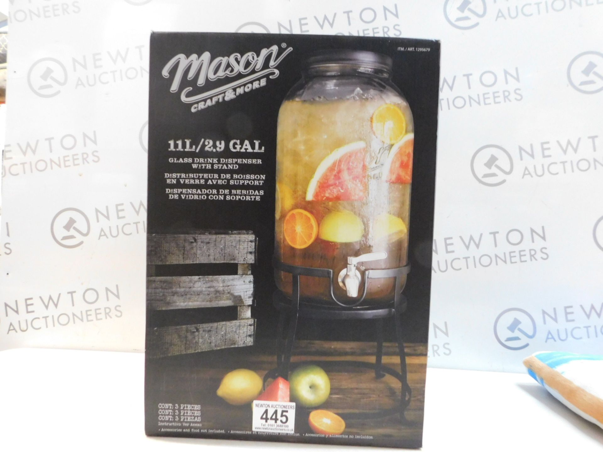 1 BOXED AMERICANA MASON CRAFT & MORE 11L GLASS DRINKS DISPENSER RRP Â£49.99