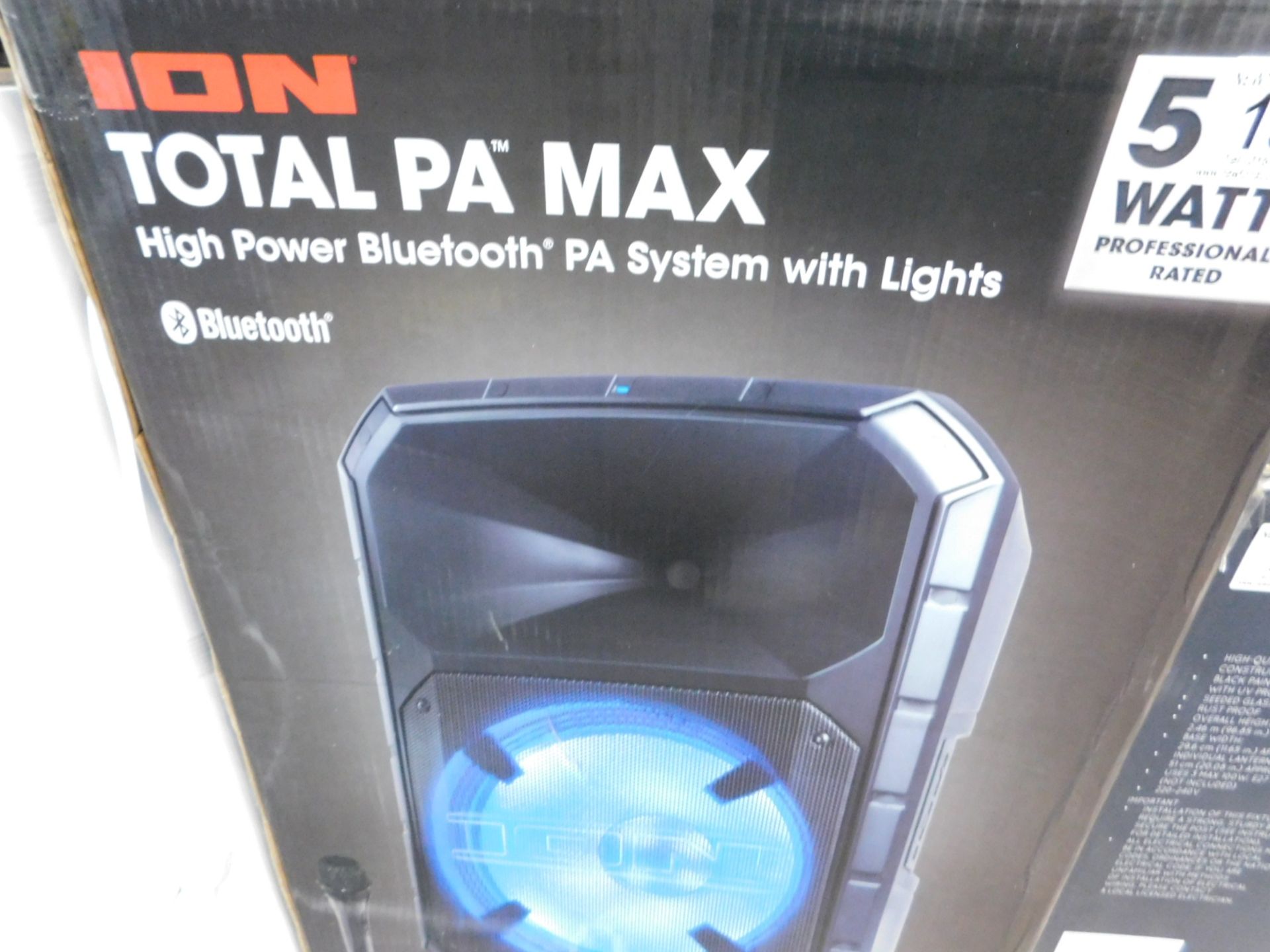 1 BOXED ION TOTAL PA MAX 500W BI-AMPLIFIED ALL-IN-ONE SPEAKER SYSTEM WITH STAND & MICROPHONE RRP Â£