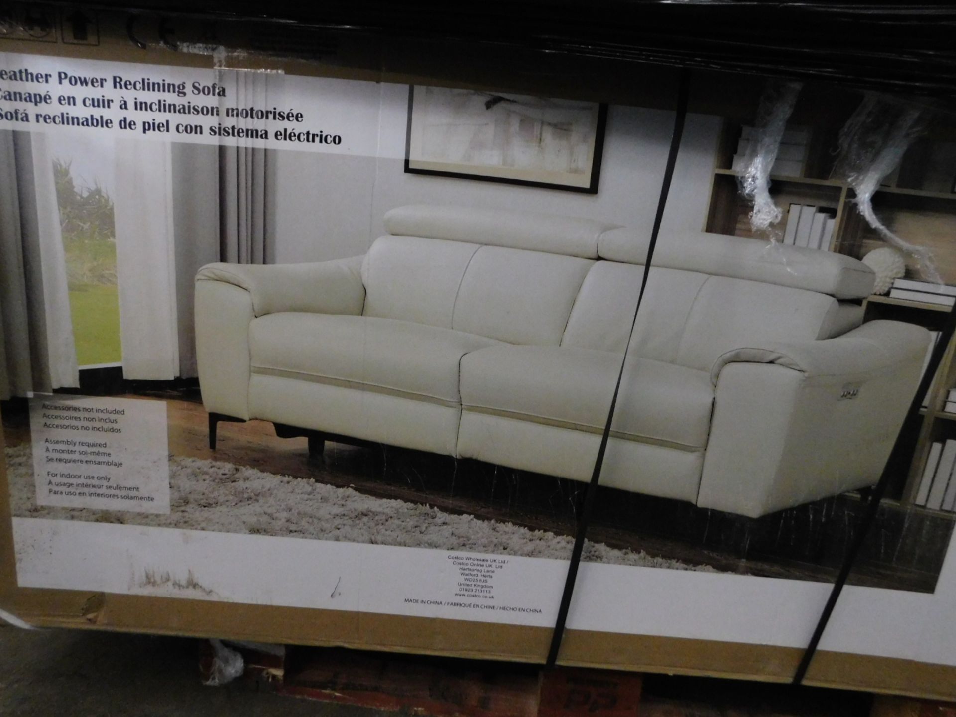 1 BOXED SOFOLOGY WHITE LEATHER 3 SEATER DOUBLE POWER RECLINER FULL BACK SOFA RRP Â£999