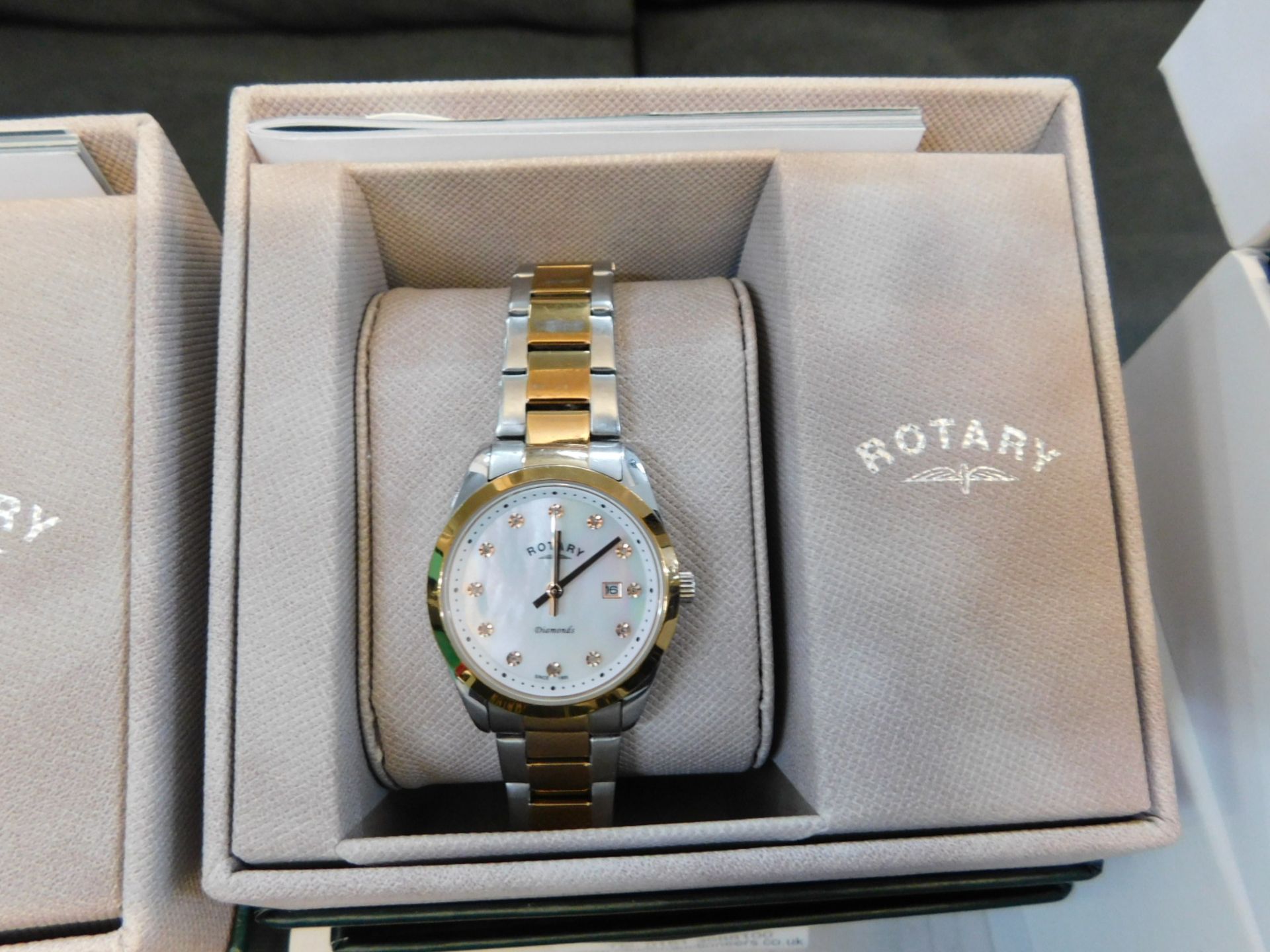 1 BOXED ROTARY LADIES ROSE GOLD WATCH MODEL LB00277/41 RRP Â£149.99