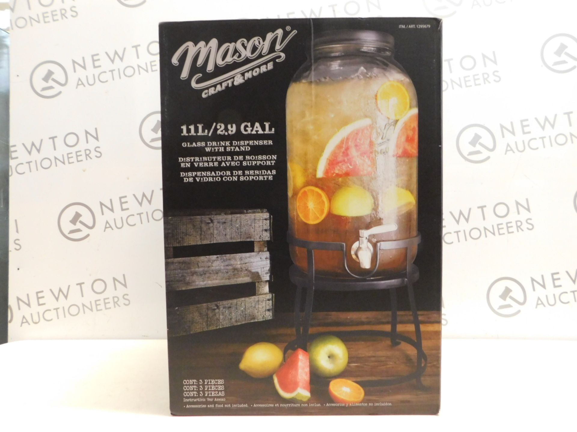 1 BOXED AMERICANA MASON CRAFT & MORE 11L GLASS DRINKS DISPENSER RRP Â£49.99