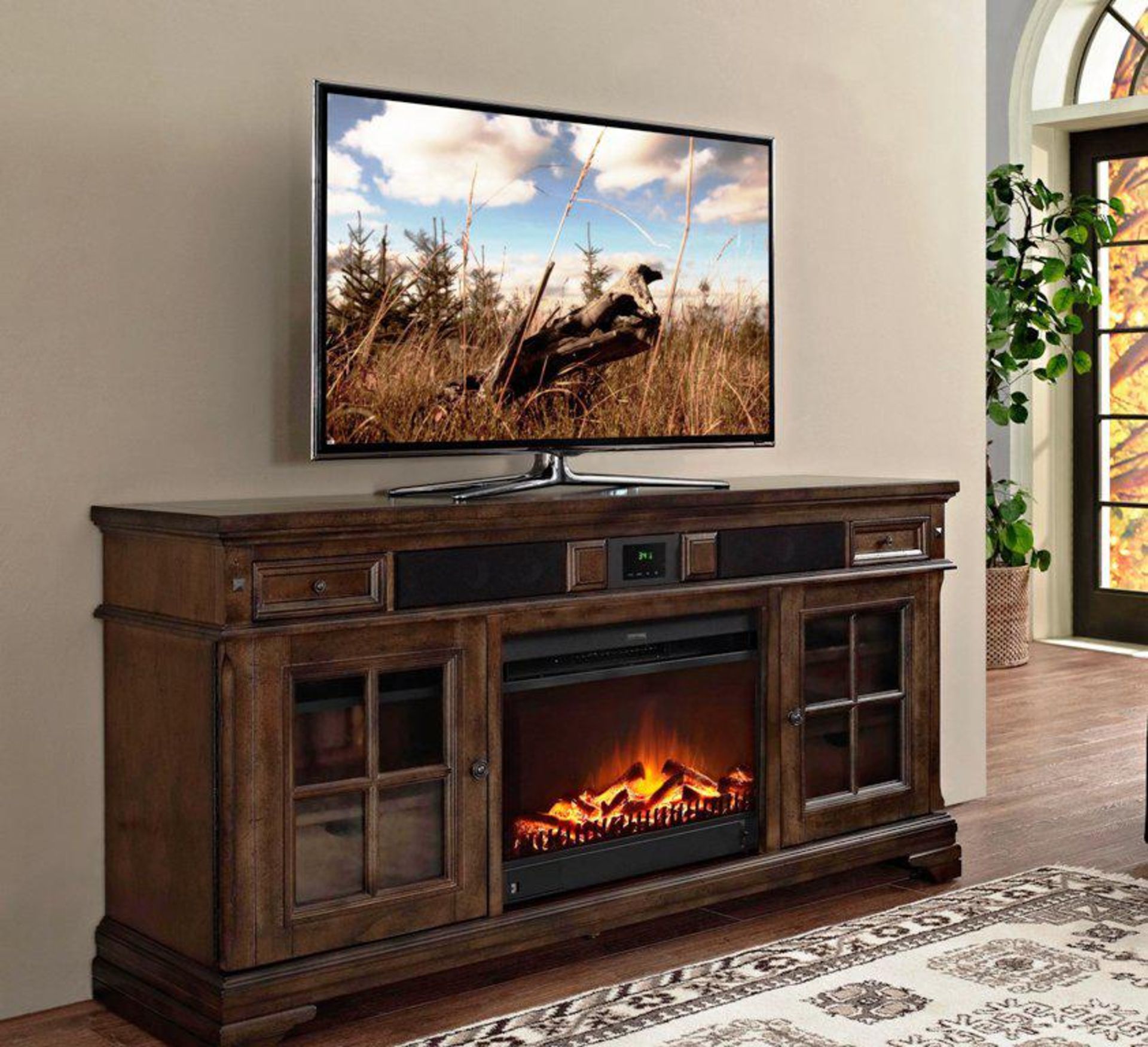 1 BRAND NEW BOXED TRESANTI 74" TV CONSOLE WITH ELECTRIC FIREPLACE RRP Â£499