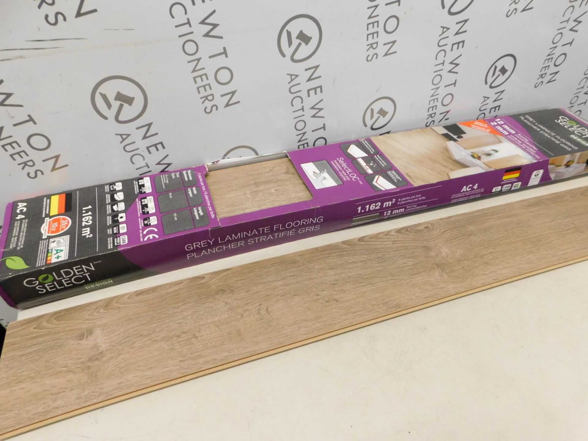 1 BOXED GOLDEN SELECT LAMINATE FLOORING IN PROVIDENCE GREY (COVERS APPROXIMATELY 1.162m2 PER BOX)