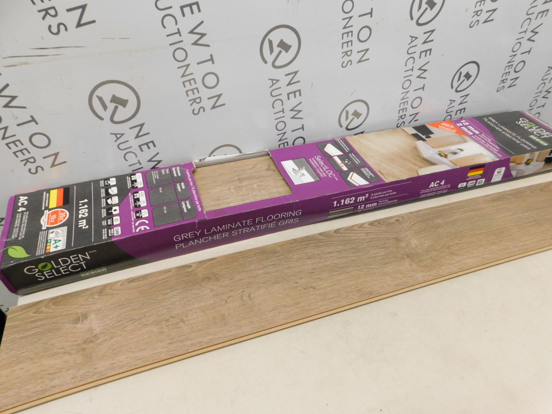 1 BOXED GOLDEN SELECT LAMINATE FLOORING IN PROVIDENCE GREY (COVERS APPROXIMATELY 1.162m2 PER BOX)