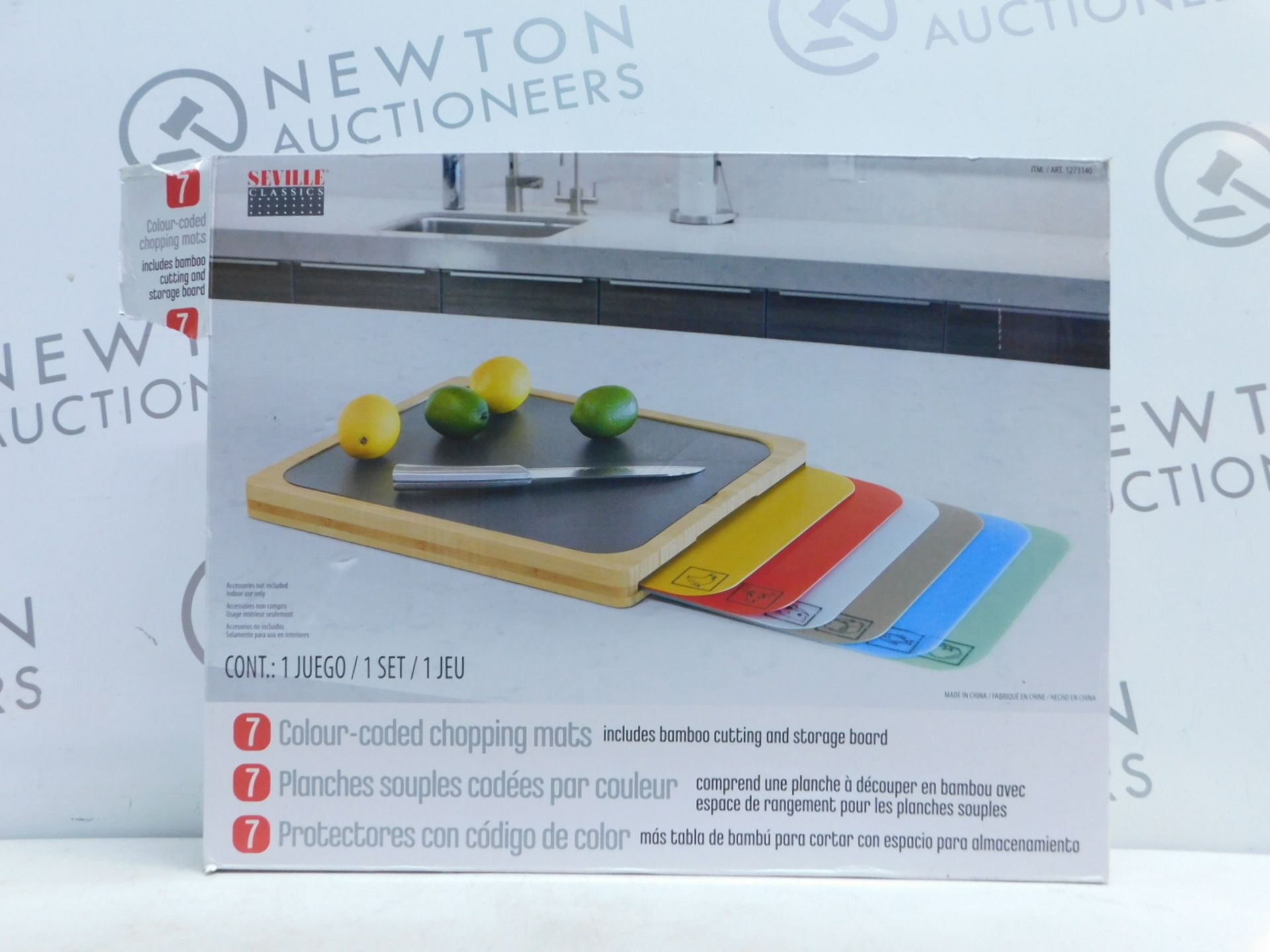 1 BOXED SEVILLE CLASSICS BAMBOO CHOPPING BOARD WITH 7 COLOUR-CODED MATS RRP Â£39.99