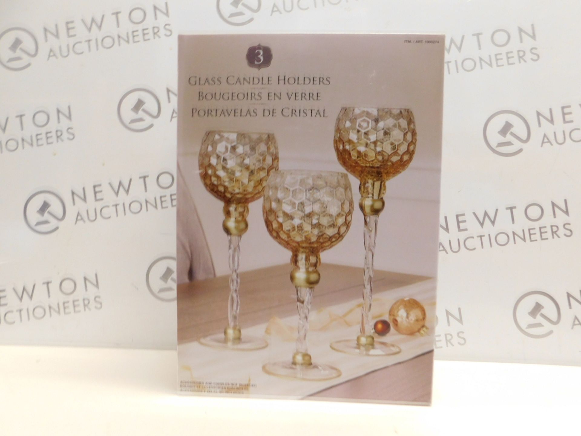 1 BOXED SET OF 3 DESIGNER GLASS CANDLE HOLDERS RRP Â£29.99