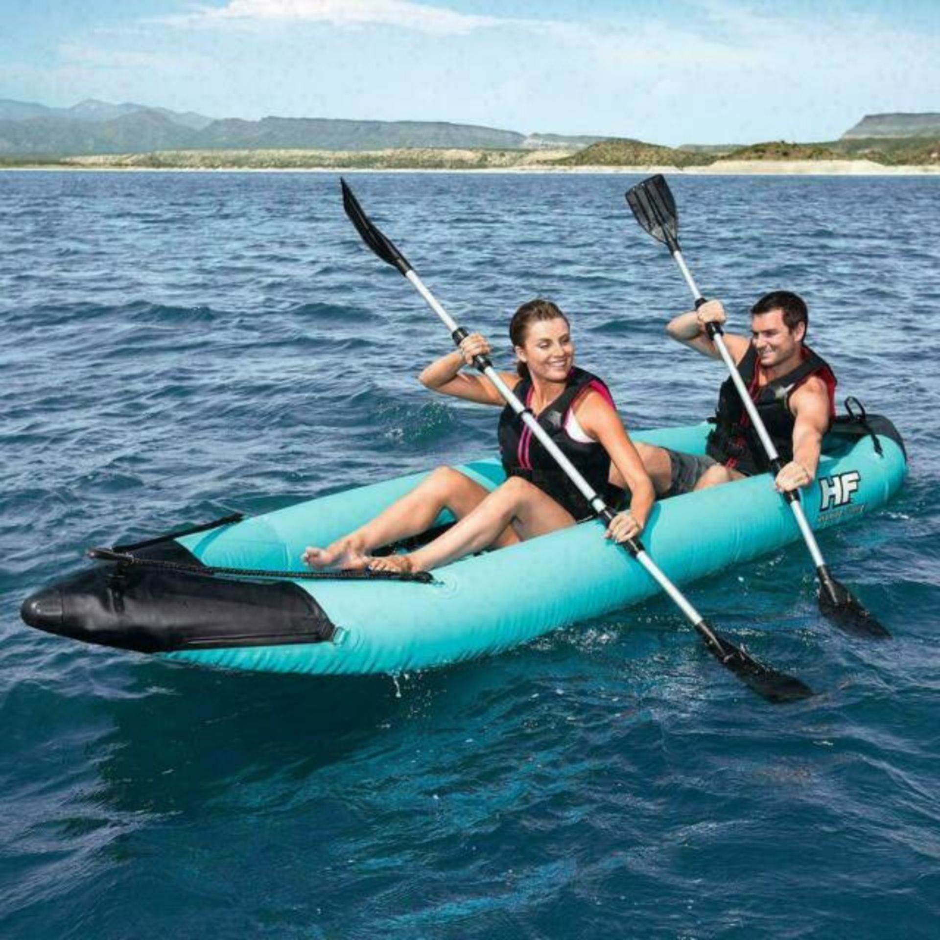 1 BESTWAY HYDRO FORCE INFLATABLE KAYAK WITH OARS & SEATS RRP Â£349.99