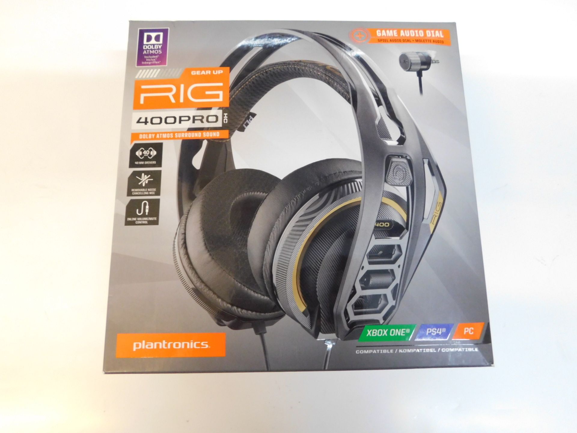 1 BOXED PLANTRONICS RIG 400HC HEADPHONES RRP Â£64.99